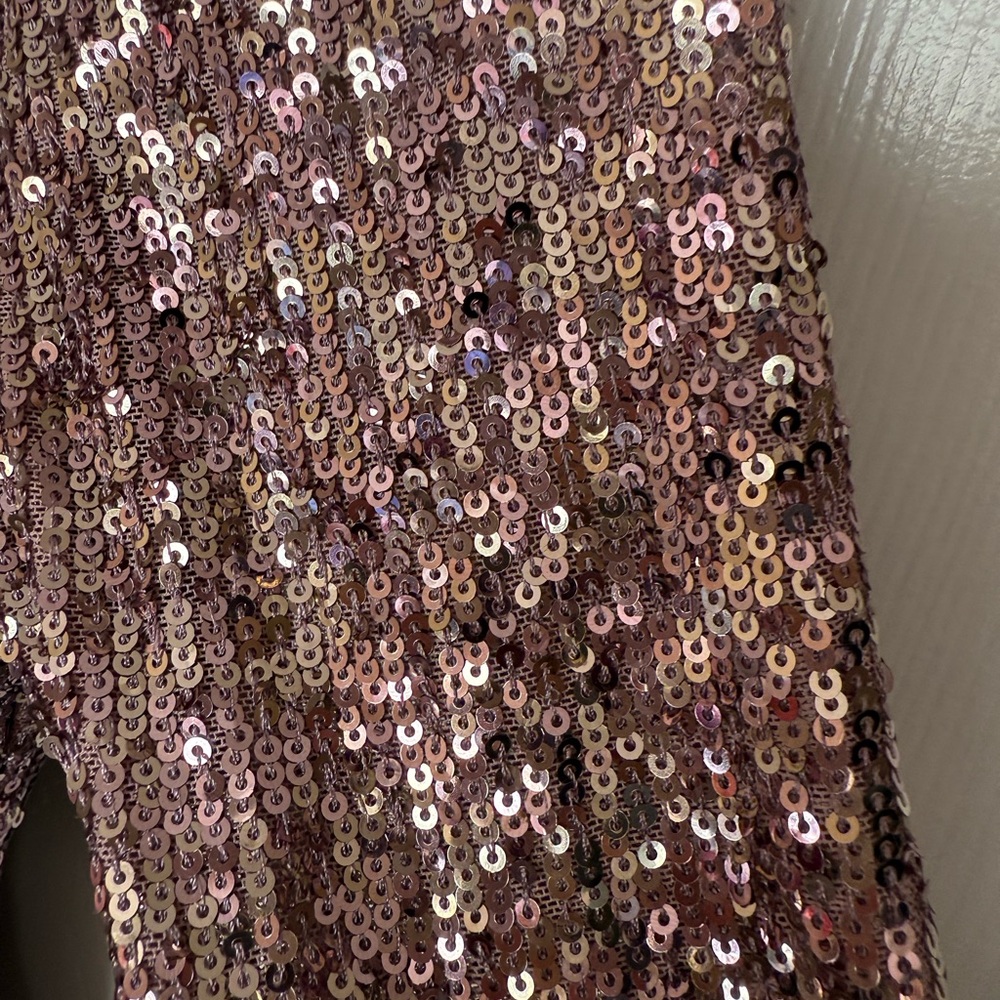 Xscape 3/4 Sleeve Sequin Top Stain Ballgown Mauve 12 - Picture 10 of 11